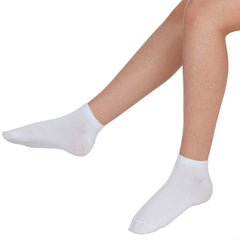 Kids Boys Girls 6 Pairs Plain Bamboo Trainer Liner Ankle Socks White