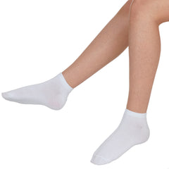 Boys Girls Kids 9 Pairs Plain Bamboo Ankle Socks White