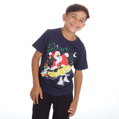 Kids Christmas Short Sleeved T-Shrit Navy