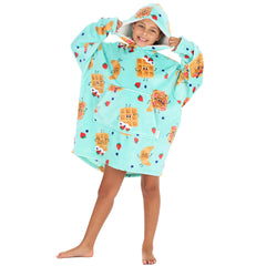 Girls Brunch Print Oversized Blanket Plush Fleece Hoodie with Pockets