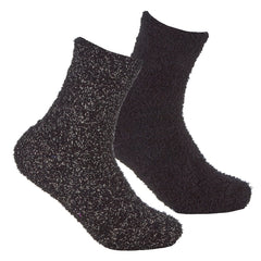 Girls 2 Pairs Fluffy Cosy Chunky Glitter Socks