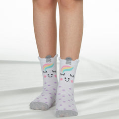 Girls 1 Pair Novelty Cartoon Design Socks Unicorn White