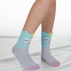 Girls 1 Pair Novelty Cartoon Design Socks Bird Light Blue