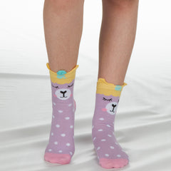 Girls 1 Pair Novelty Cartoon Design Socks Bear Purple