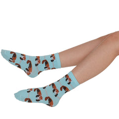 Girls Animal Crew Socks Cat Red Panda Flamingo 9 Pairs