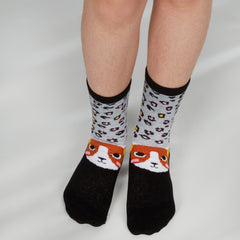 Girls Animal Crew Socks Cat Red Panda Flamingo 9 Pairs