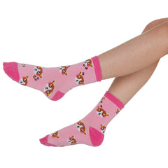 Girls Animal Crew Socks Cat Red Panda Flamingo 9 Pairs