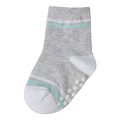 Baby's Cotton Rich Stripe Patterned Socks with Grippers 3 Pairs - Green