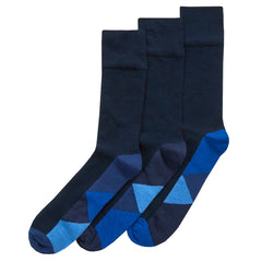 Mens Novelty Bamboo Comfort Fit Top Footbed Crew Socks Sole Pattern Bamboo Mid Calf Socks Blue