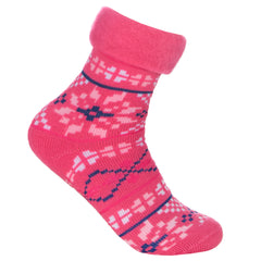 Womens Fair Isle Bed Socks with Non Slip Grippers Thermal Winter Socks 1 Pair  - Hot Pink