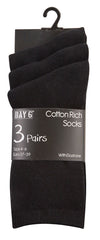 Unisex Girls Boys School Socks 3 Pairs Black