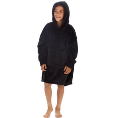 Boys Black Onyx Oversized Blanket Fleece Hoodie with Pockets