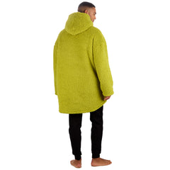 Mens Novelty Grinch Oversized Blanket Hoodie Borg Fleece Green One Size