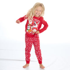 Kids Christmas Long Sleeved Merry Pyjamas Family Lounge Sets Red