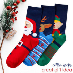 Womens Cotton Rich Novelty Christmas Design Socks 3 Pairs Santa