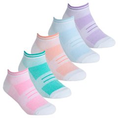 Girls Trainer Liner Ankle Socks 5 Pairs - Pastel