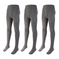 Girls Back To School Plain Tights Grey - 3 Pairs