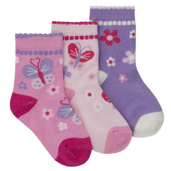 Baby Girls Scallop Edge Novelty Socks Pink Butterfly