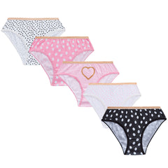 Girls Infant Novelty Design Briefs Knickers Underwear Black - 5 Pack