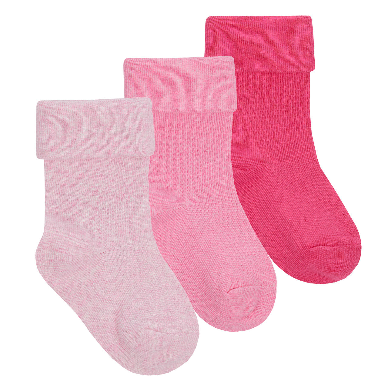 Baby Girls Turnover Socks Pink 3 Pairs