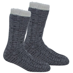 Mens Knitted Sherpa Lining Winter Socks With Anti Slip Grips