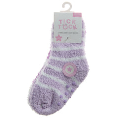 Baby Girls Fluffy Sherpa Fleece Slipper Socks with Non Slip Grippers Purple