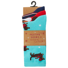 Womens Novelty Cotton Rich Christmas Funny Printed Socks