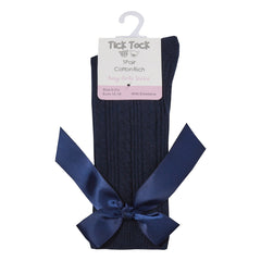 Baby Girls Knee High Socks with Satin Bow 1 Pair Navy