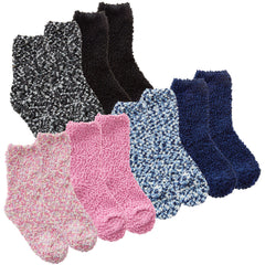 Girls Fluffy Bed Crew Socks Popcorn Style 6 Pairs Multipack