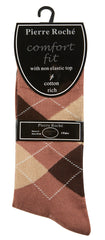 Mens Argyle Pattern Non Elastic Socks Brown