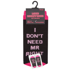 Womens Novelty Funny Slogan Socks Black Right