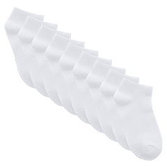 Boys Girls Kids 9 Pairs Plain Bamboo Ankle Socks White