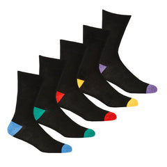 Men's 5 Pairs Heel & Toe Crew Socks