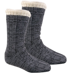 Mens Thermal Bed Anti Slip Slipper Lounge Chunky Socks Grey