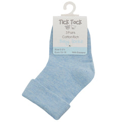 Baby Turnover Socks Light Blue 3 Pairs