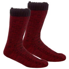 Mens Knitted Sherpa Lining Winter Socks With Anti Slip Grips