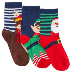 Boys Girls Novelty Christmas Mid Calf Socks Santa Elf Reindeers Multipack