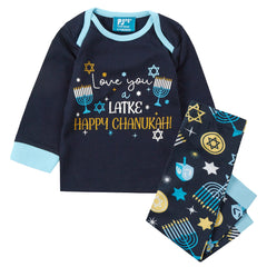 Baby Chanukah Long Sleeved Matching Pyjamas Family Lounge Sets Navy