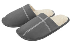 Men's Sherpa Lined Memory Foam Mule Slip On Slippers Grey