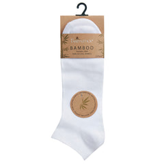 Mens Bamboo Insert Low Cut Ankle Socks 3 Pairs White