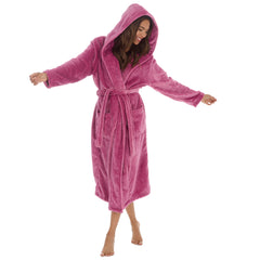 Womans Plush Fleece 2 Piece Super Soft Lounge Set Pyjamas Berry