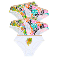 Girls Printed Knickers Briefs Underwear Pack of 5 Tropical