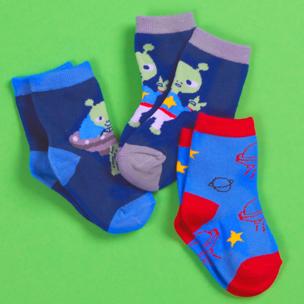 Baby Boys UFO Space Novelty Socks 3 Pairs