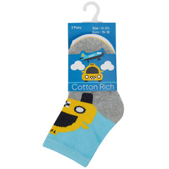 Baby Boys Cartoon Taxi Socks 3 Pairs