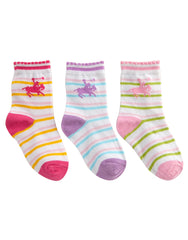 Baby Girls Polo Horse Design Heel & Toe Printed Socks Green Stripes