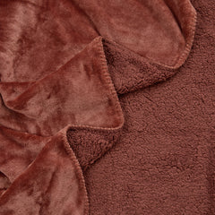 Double Layer Sherpa Fleece Blanket 140cm x 180cm Terracotta