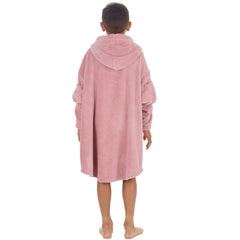 Boys Blush Pink Plain Oversized Blanket Fleece Hoodie with Pockets