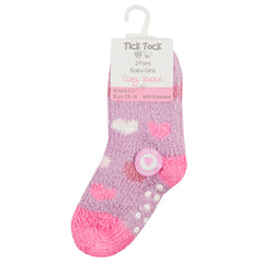 Baby Girls Cosy Lounge Socks With Abs Grippers 2 Pairs - Hearts