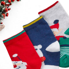 Babies Cotton Rich Novelty Christmas Design Socks 3 Pairs Santa