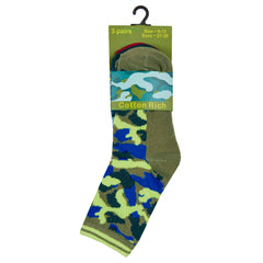 Boys Cartoon Novelty Camo Socks 3 Pairs - Camo Red